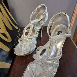 Silver Glitter High Heels by FIONI Clothing